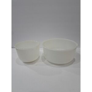 2 VINTAGE‎ Glasbake 20CJ  Fire King For Sunbeam White Milk Glass Mixing Bowls